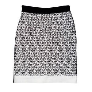 Antonio Melani Black White‎ Floral Eyelet Lace Pencil Skirt Size 8
